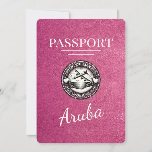 Magenta Roze Aruba Paspoort Bewaar de datum Save The Date (Voorkant)