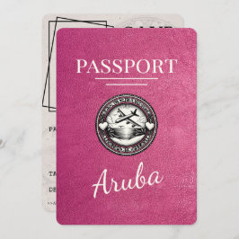 Magenta Roze Aruba Paspoort Bewaar de datum Save The Date