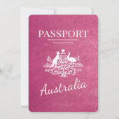 Magenta Roze Australië Paspoort Huwelijk Kaart (Achterkant)