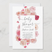 Magenta Roze Baby shower Uitnodiging (Voorkant)