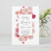 Magenta Roze Baby shower Uitnodiging (Staand voorkant)