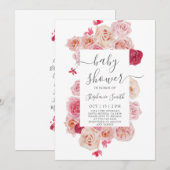 Magenta Roze Baby shower Uitnodiging (Voorkant / Achterkant)