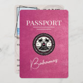 Magenta Roze Bahamas Paspoort Bewaar de datum Save The Date (Voorkant / Achterkant)