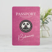 Magenta Roze Bahamas Paspoort Bewaar de datum Save The Date (Staand voorkant)