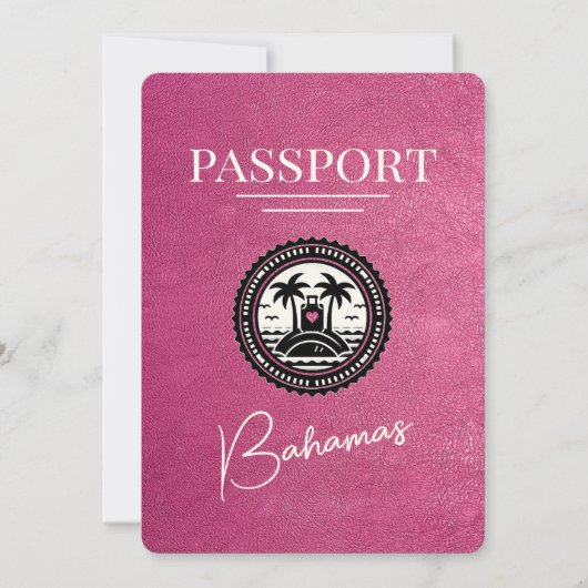 Magenta Roze Bahamas Paspoort Bewaar de datum Save The Date (Voorkant)
