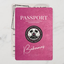 Magenta Roze Bahamas Paspoort Bewaar de datum Save The Date