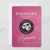 Magenta Roze Bahama's Paspoort Uitnodiging bruilof (Achterkant)