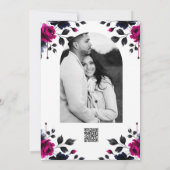 Magenta Roze & Blauwe Inkt Bloemrijke Waterverf Tr Kaart (Achterkant)