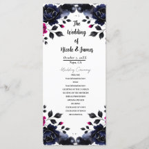 Magenta Roze & Blauwe Inky Bloemen Waterverf Progr