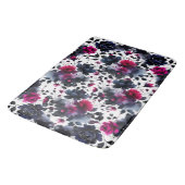 Magenta Roze & Blauwe Inky Floral Waterverf Badmat (Gekanteld)