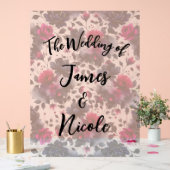 Magenta Roze & Blauwe Inky Floral Waterverf bruilo Acryl Bord (Huwelijk)