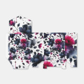 Magenta Roze & Blauwe Inky Floral Waterverf bruilo Bedankdoosjes (Uitgevouwen)