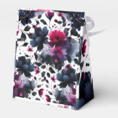 Magenta Roze & Blauwe Inky Floral Waterverf bruilo Bedankdoosjes (Achterkant)