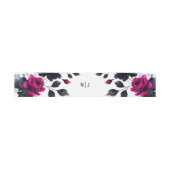 Magenta Roze & Blauwe Inky Floral Waterverf bruilo Uitnodigingen Wikkel (Vlak)