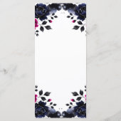 Magenta Roze & Blauwe Inky Floral Waterverf Menu (Achterkant)