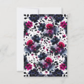 Magenta Roze & Blauwe Inky Floral Waterverf RSVP (Achterkant)