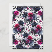 Magenta Roze Blauwe Inky Floral Waterverf Save Dat Kaart (Achterkant)