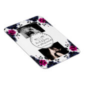 Magenta Roze Blauwe Inky Floral Waterverf Save Dat Magneet (Rechterzijde)