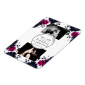 Magenta Roze Blauwe Inky Floral Waterverf Save Dat Magneet (Linkerzijde)