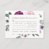Magenta Roze Bloem Ivory RSVP Informatiekaartje (Voorkant)