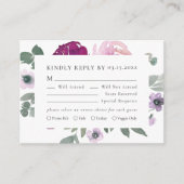 Magenta Roze Bloem Wit RSVP Informatiekaartje (Voorkant)