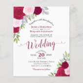 Magenta & Roze Bloemen BUDGET Uitnodiging voor het (Voorkant)