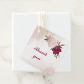 magenta roze bloemen groen bruiloft bedankjes labels (In situ)
