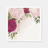 magenta roze bloemen groen bruiloft servet (Voorkant)