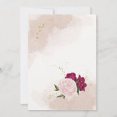 magenta roze bloemen groene bladeren bruiloft kaart (Achterkant)