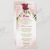 magenta roze bloemen groene bladeren bruiloft menu (Voorkant / Achterkant)