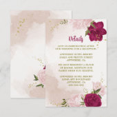 Magenta roze bloemen groene bladeren informatiekaartje (Voorkant / Achterkant)