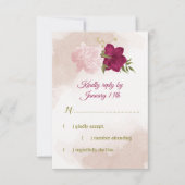 Magenta roze bloemen groene bladeren RSVP kaartje (Voorkant)