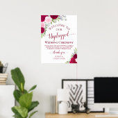 Magenta & Roze Bloemen Unplugged Wedding Ceremony Poster (Thuiskantoor)