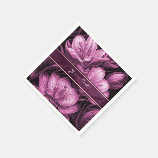 Magenta roze bloemenservetten servet (Hoek)