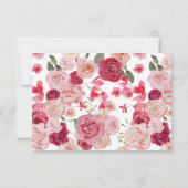 Magenta roze bloemrijke dank je kaart (Achterkant)