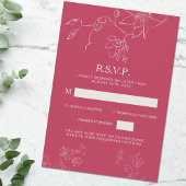Magenta roze Boho Floral Botanical Wedding Detail RSVP Kaartje