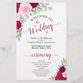 Magenta & Roze Boho Floral Budget Huwelijksprogram (Voorkant)