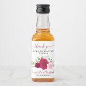 Magenta & Roze Boho Rozen bruiloft Dank u Mini Likeurfles Etiket (Voorkant)