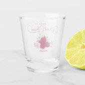 Magenta & Roze Boho Rozen Elegant Vrijgezellenfees Shot Glas (Achterkant)