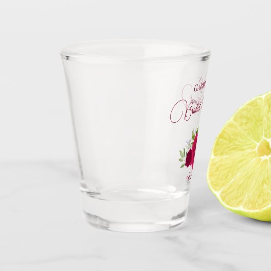 Magenta & Roze Boho Rozen Elegant Vrijgezellenfees Shot Glas (Links)