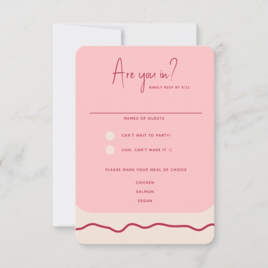 Magenta roze bruiloft met modern Lijst met koude b RSVP Kaartje (Voorkant)