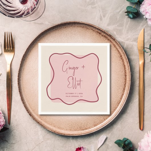 Magenta roze bruiloft met modern Lijst met koude b Servet