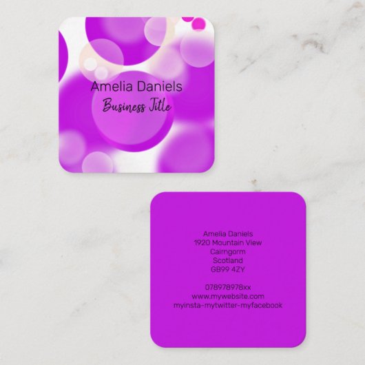 Magenta Roze Bubble Visitekaartje (Voorkant / Achterkant)