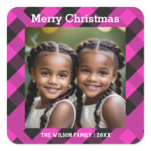 Magenta Roze Buffel Plaid Custom Foto Kerstmis