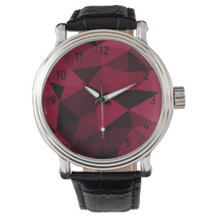 magenta roze, donkerzwart, geometrisch vermaasd horloge