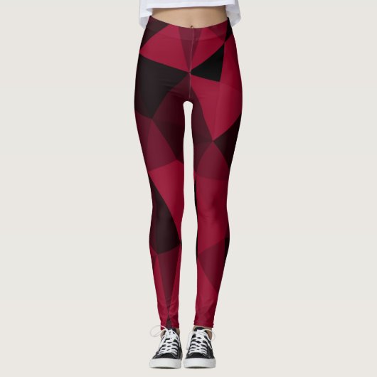 magenta roze, donkerzwart, geometrisch vermaasd leggings (Voorkant)