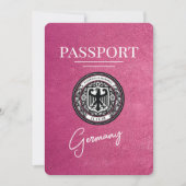 Magenta Roze Duitsland Paspoort Bewaar de datum Save The Date (Voorkant)