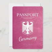 Magenta Roze Duitsland Paspoort Huwelijksuitnodigi Kaart (Achterkant)