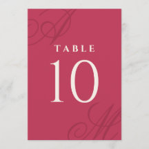 Magenta Roze Eenvoudig Elegant Monogram Tafelnumme