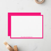 Magenta roze elegante moderne platte briefkaart (Voorkant / Achterkant in situ)